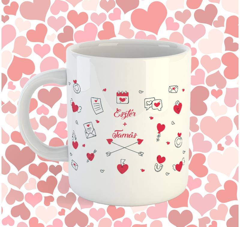 Egyedi neves skodelica Valentin napra