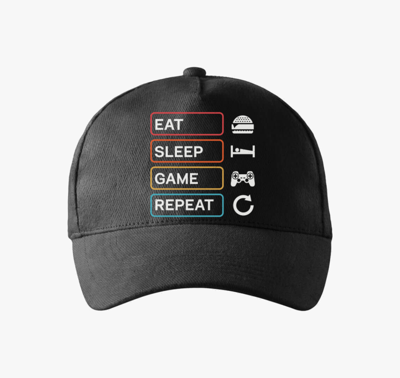Eat sleep game repeat gamer bejzbolska kapa