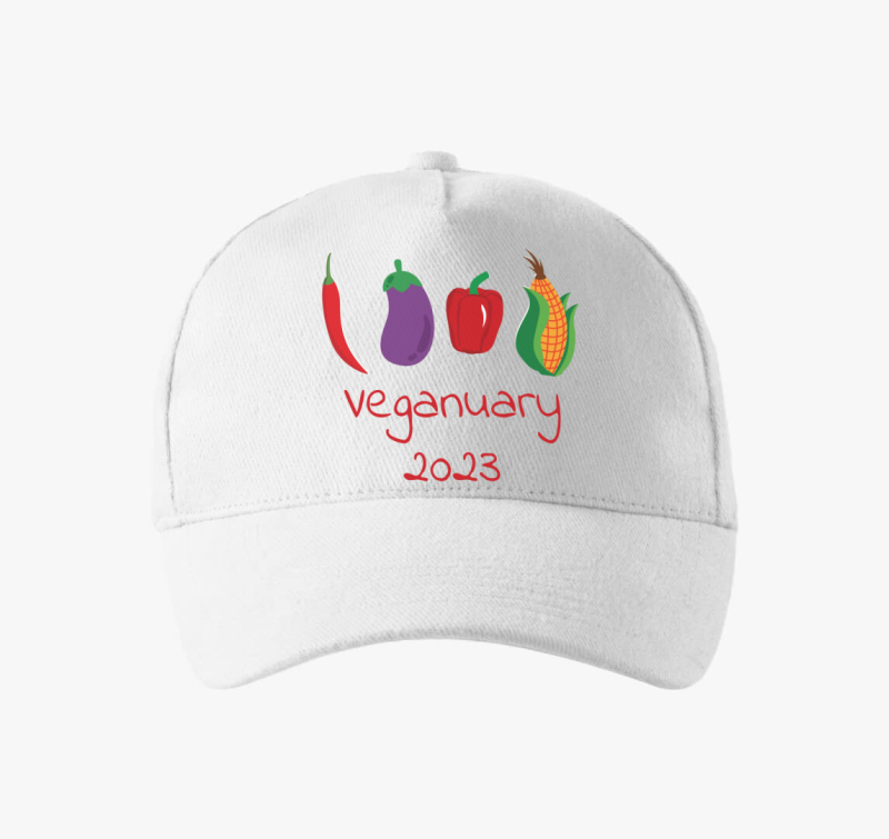 Veganuary 2023 rdeča feliratos bejzbolska kapa
