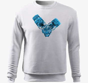 Modra V motor pulover s kapuco