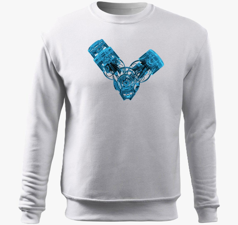 Modra V motor pulover s kapuco