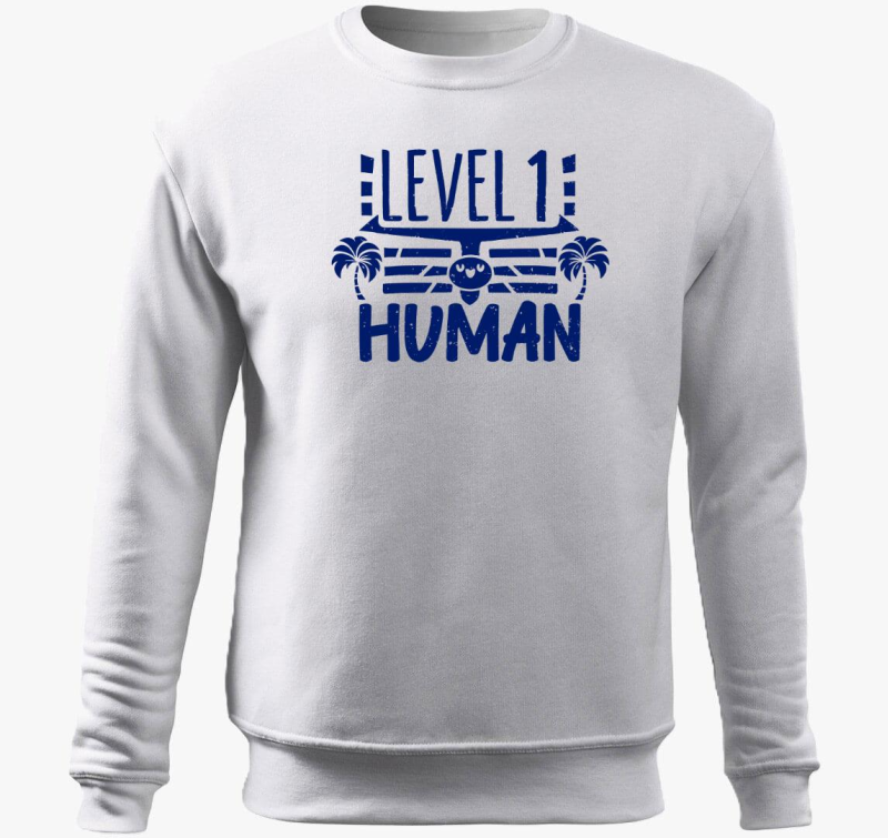 Level 1 Human modra pulover s kapuco