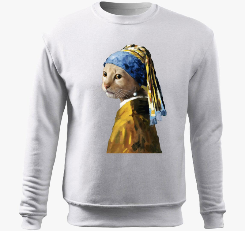 Cat with pearl earring pulover s kapuco