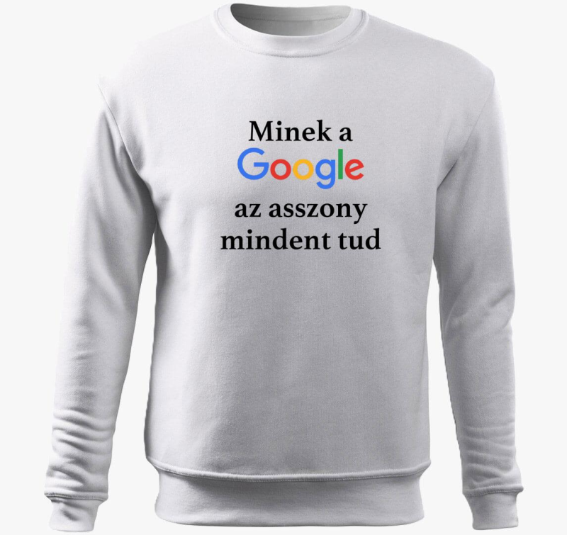 Minek Google asszony mindent tud pulover s kapuco
