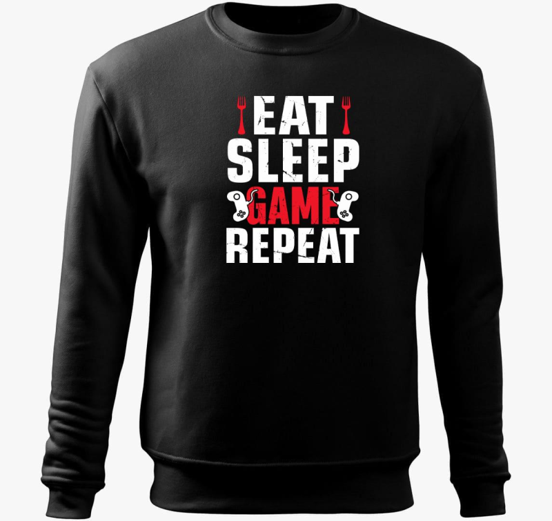Eat sleep game repeat gamereknek pulover s kapuco