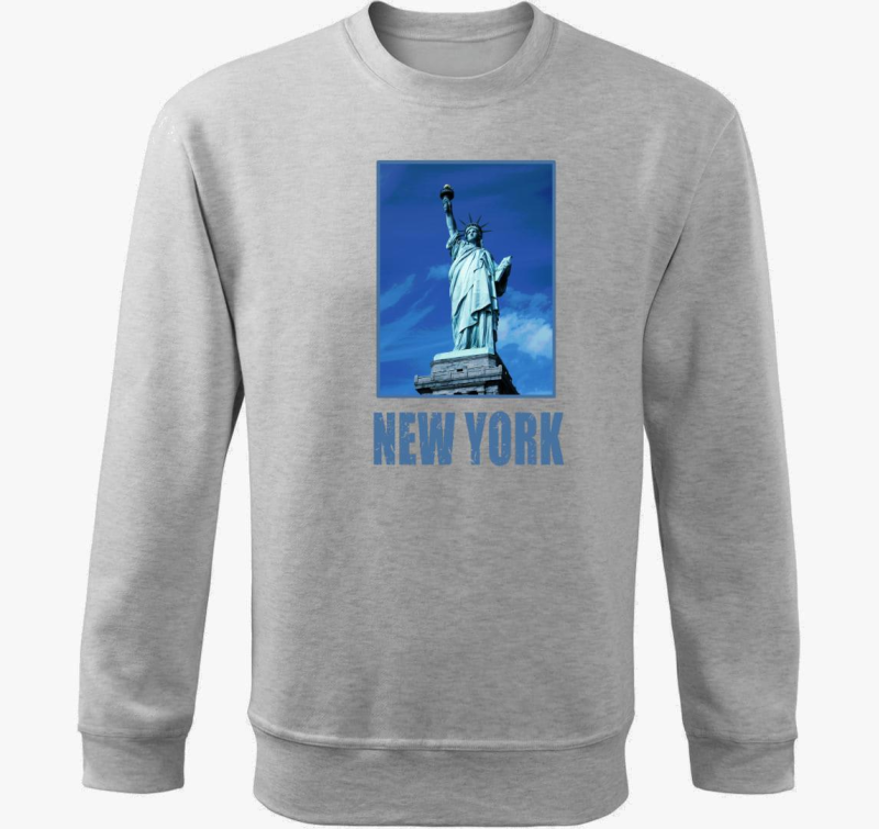 New York modra pulover s kapuco