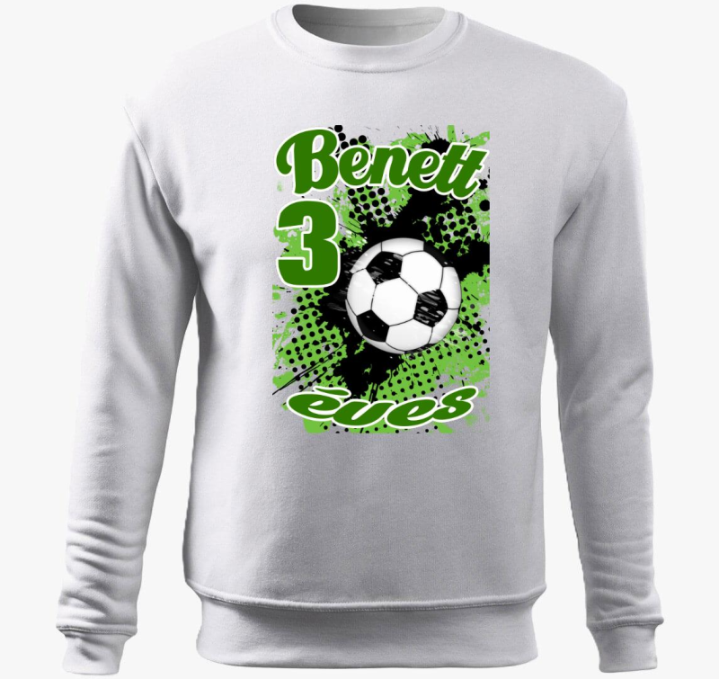 Focilabda zelena bela gyerek pulover s kapuco