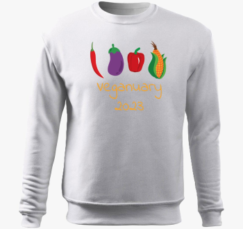 Veganuary 2023 rumena feliratos pulover s kapuco