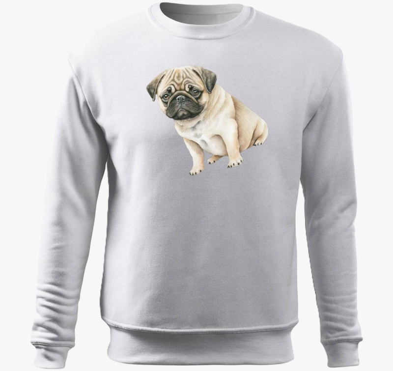 Mopsz akvarell pulover s kapuco