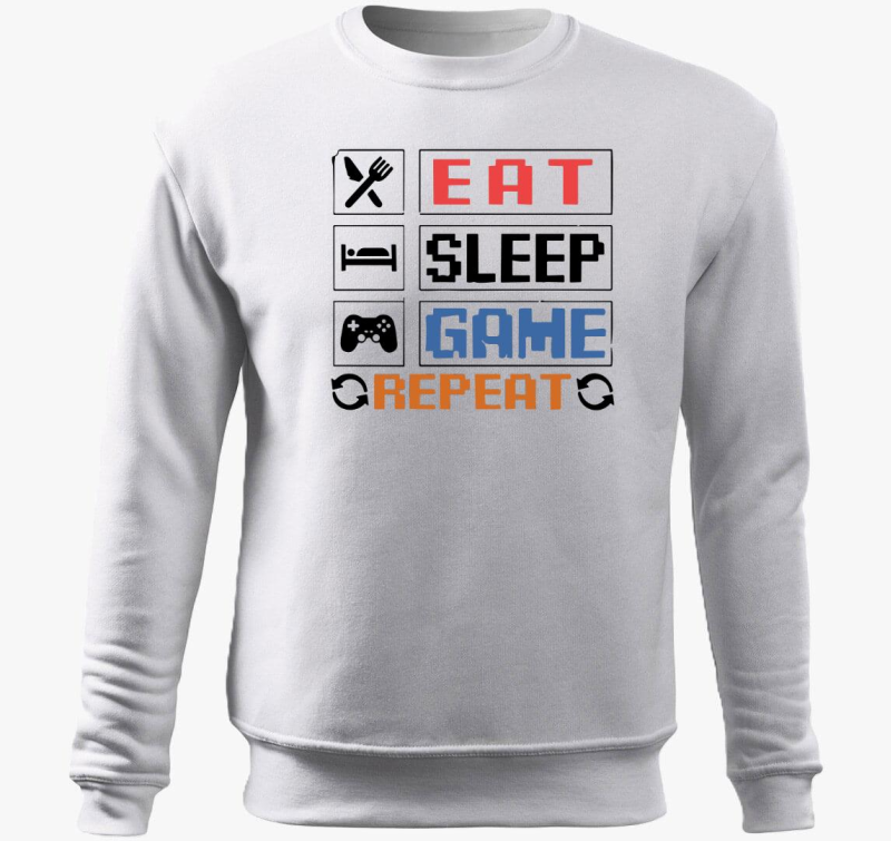 Eat sleep game repeat felirat pulover s kapuco