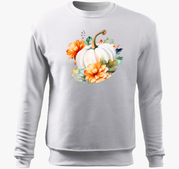 Floral white pumpkin pulover s kapuco