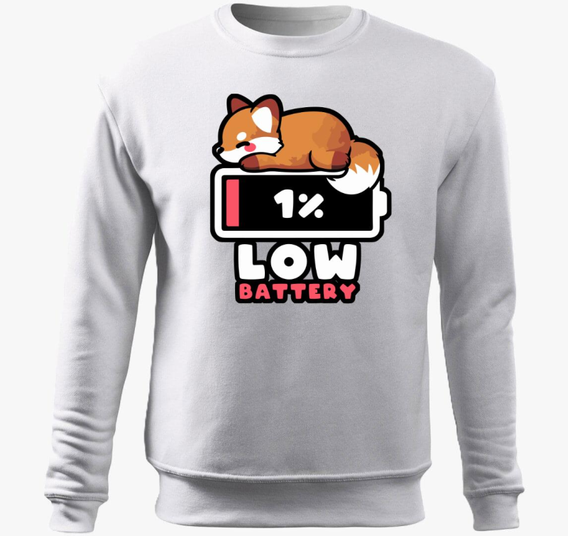Low Battery pulover s kapuco