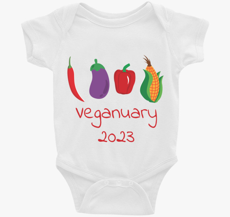 Veganuary 2023 rdeča feliratos body