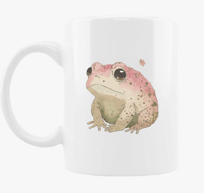 Sad pink frog skodelica