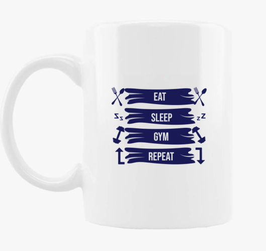Eat sleep gym repeat skodelica