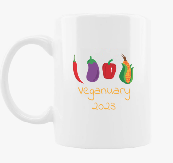 Veganuary 2023 rumena feliratos skodelica