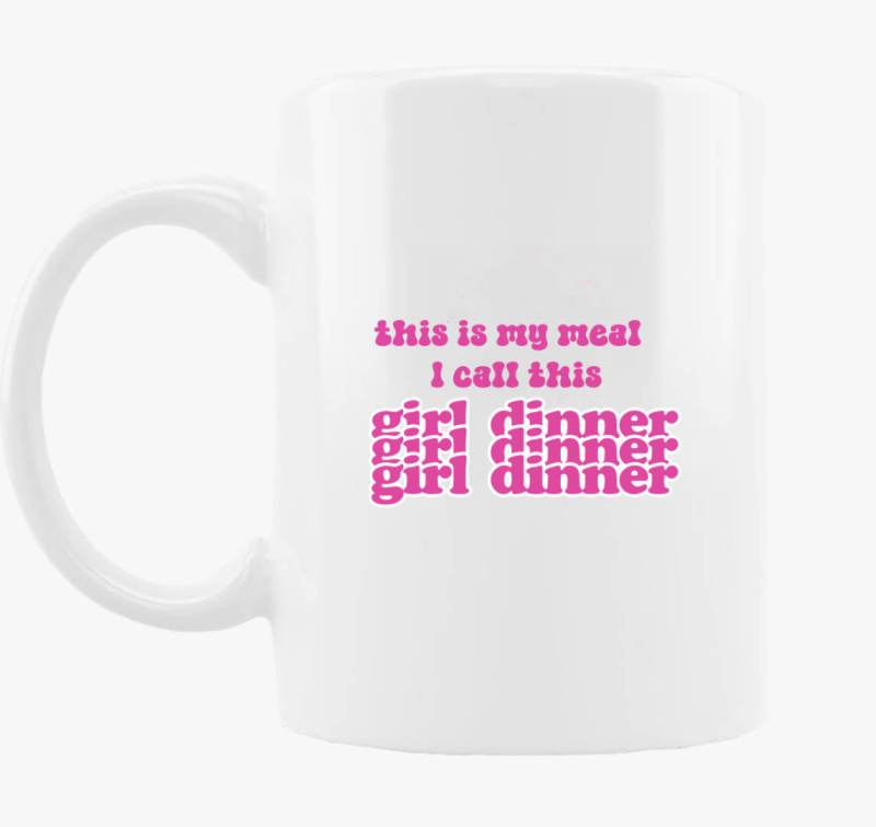 girl dinner pink skodelica