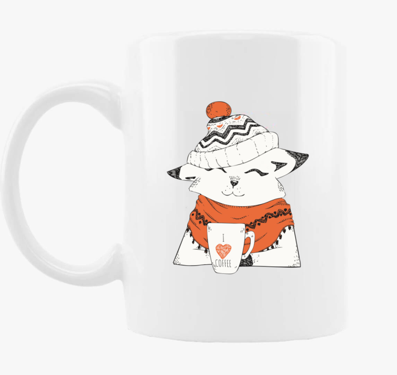 winter cat coffee skodelica