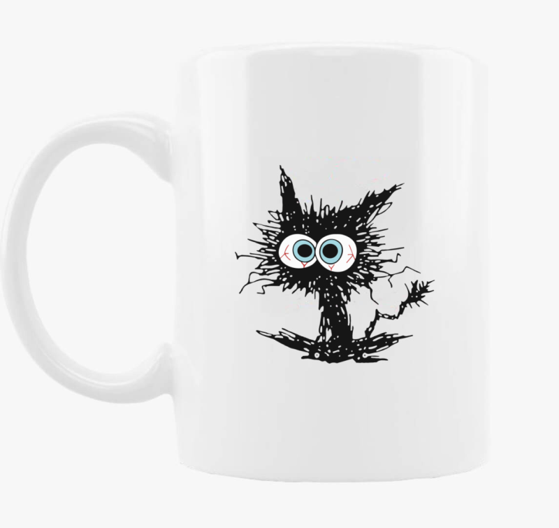 Black cat meme skodelica