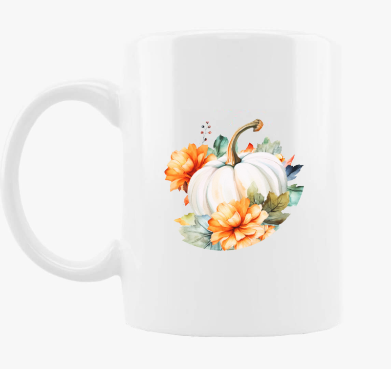 Floral white pumpkin skodelica