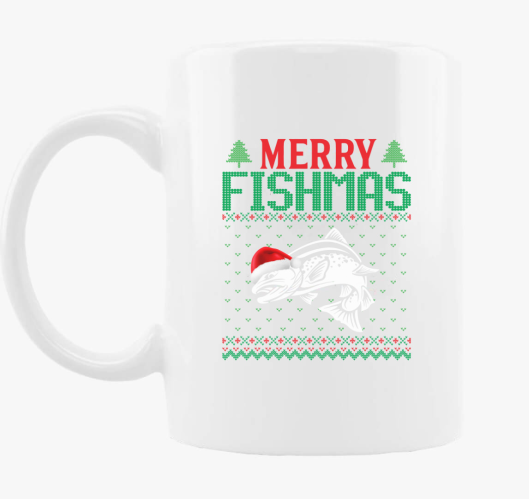 Merry fishmas ribič skodelica