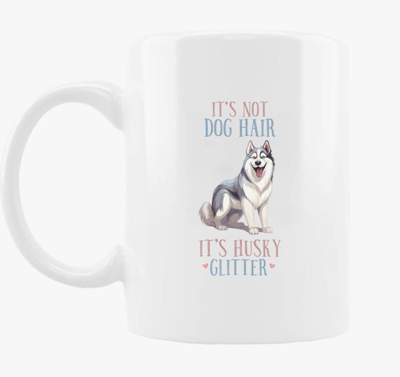 husky glitter skodelica