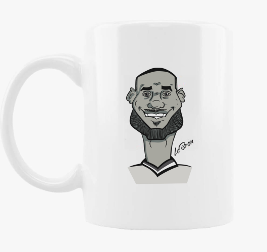 LeBron caricature skodelica
