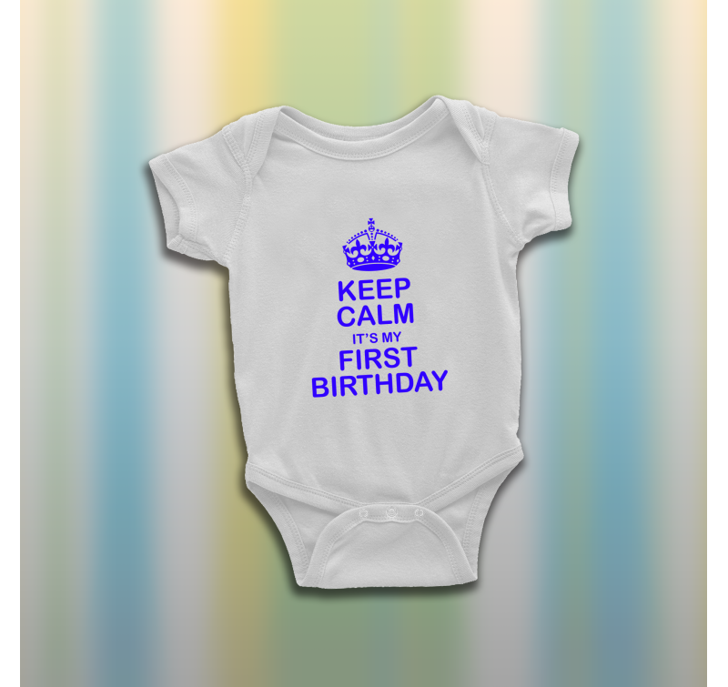 Keep calm it's my first birthday modra baba body
