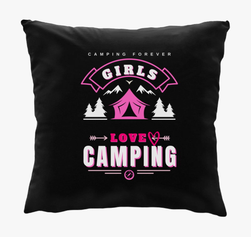 szeretik kempinget, Girls loves camping blazina, felirat, angol