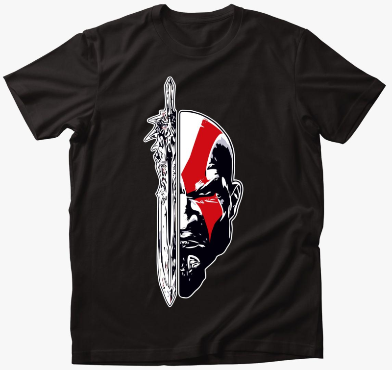 God of war Kratos face and sword majica
