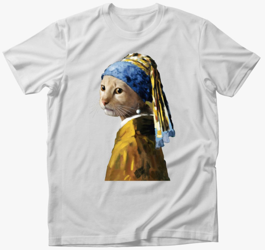 Cat with pearl earring majica