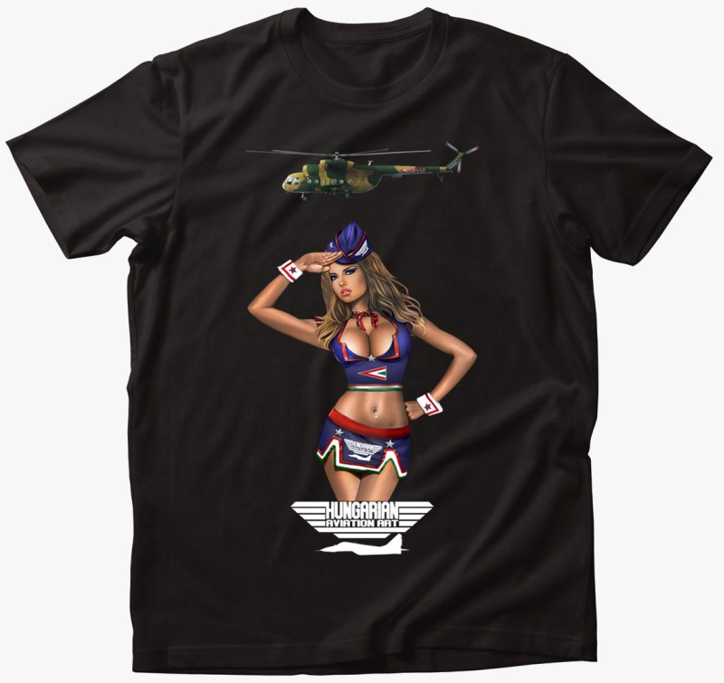 Pin Up Girl Mi-8 bela felirattal majica