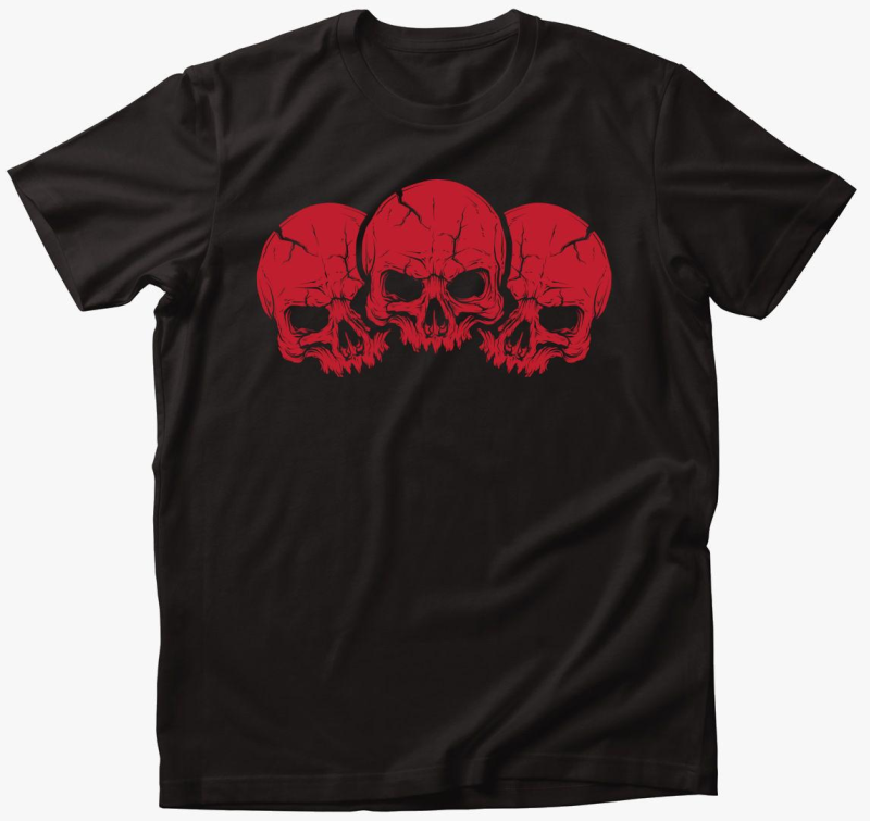 3 red skulls majica