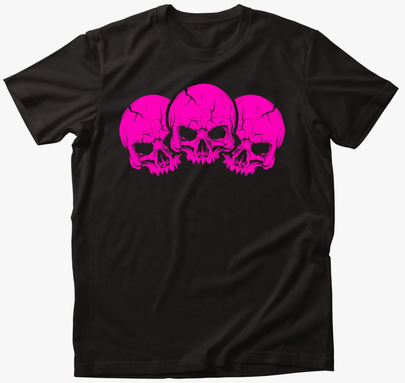 3 pink skulls majica
