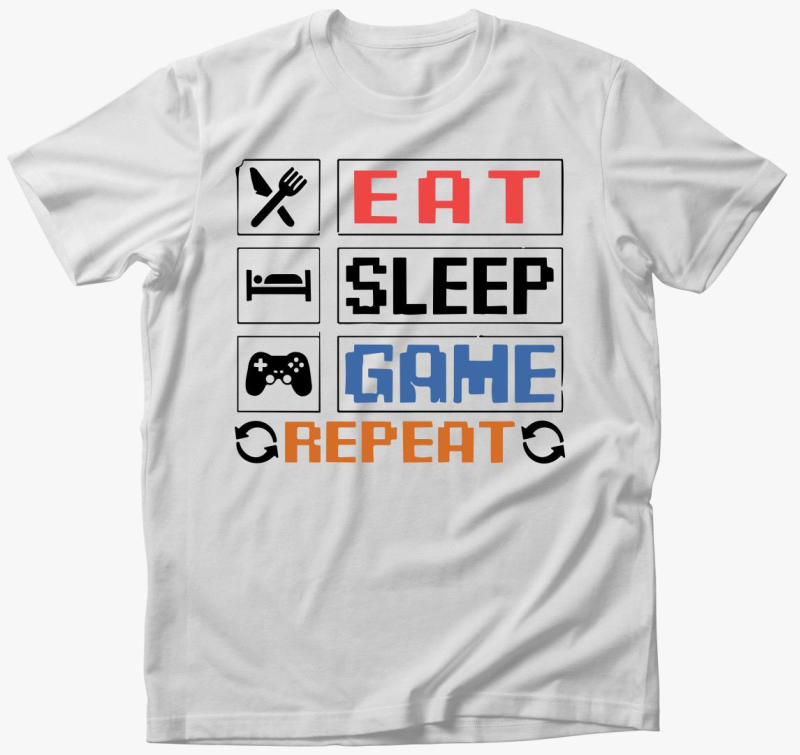 Eat sleep game repeat felirat majica