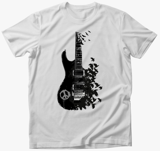 Black guitar and crow majica