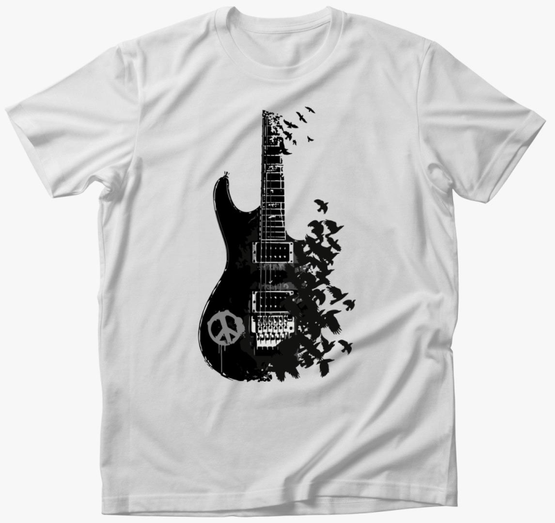 Black guitar and crow majica