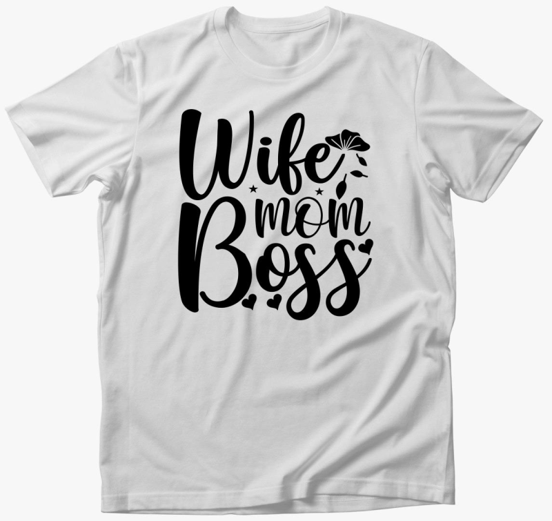Wife Mom Boss - kratka majica z najboljšimi nazivi: žene, mame in šefice