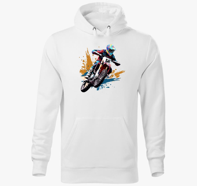 Szines motoros pulover s kapuco