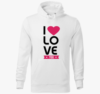 ILoveYou felirat pulover s kapuco