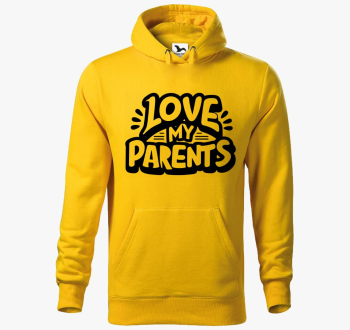 Love my Parents črna pulover s kapuco