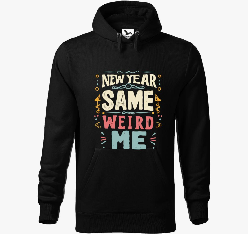New Year Same Weird Me pulover s kapuco