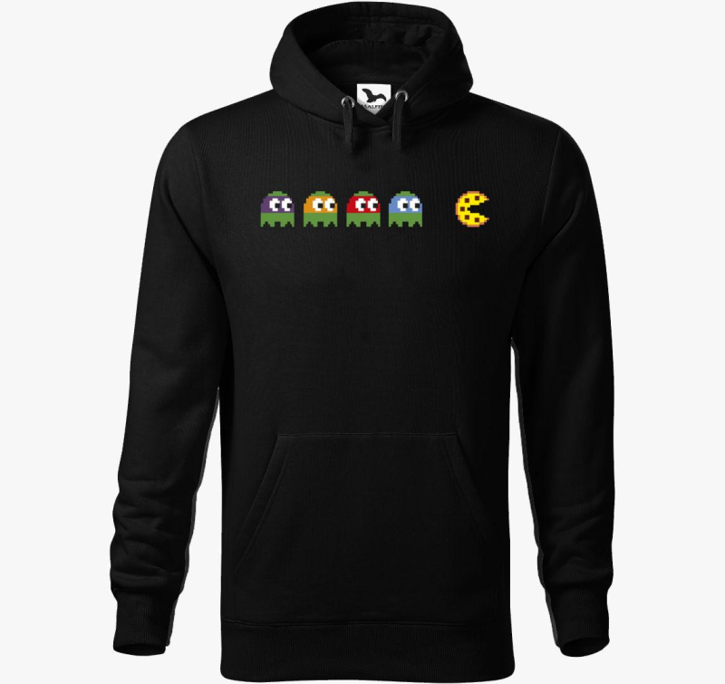 Pac Man Teenage Ninja Fighting Pizza - Hoodie za vse ljubitelje arkadne igre Pac-Man in pice