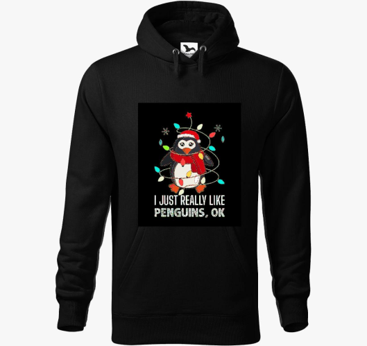 pingviniket pulover s kapuco