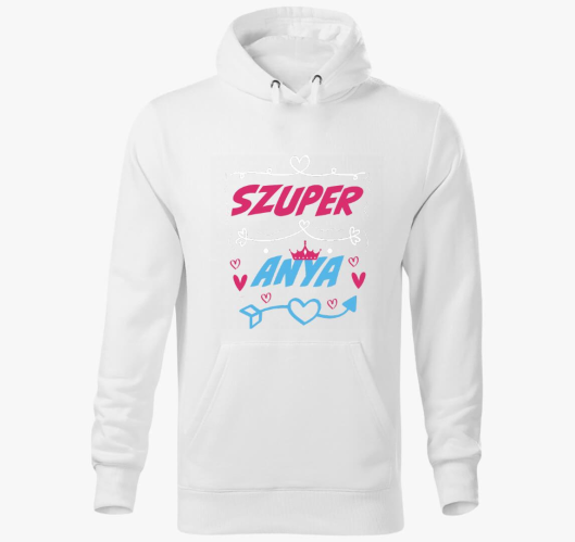 Szuper mama pulover s kapuco