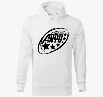 Szuper mama sem feliratos pulover s kapuco