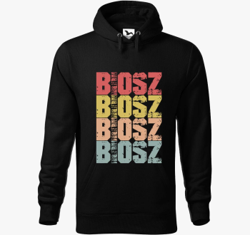 Biosz feliratos pulover s kapuco