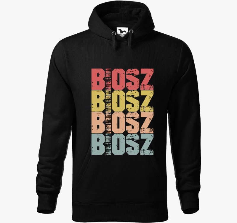 Biosz feliratos pulover s kapuco