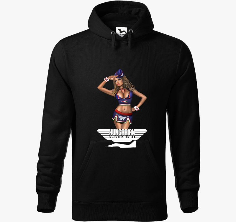 Pin Up Girl bela felirattal pulover s kapuco