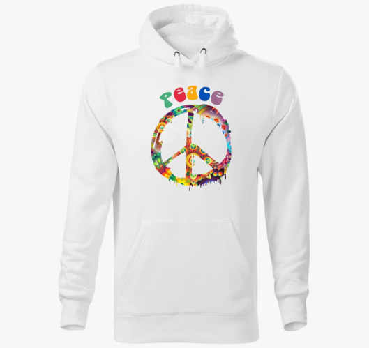 Peace jeles pulover s kapuco